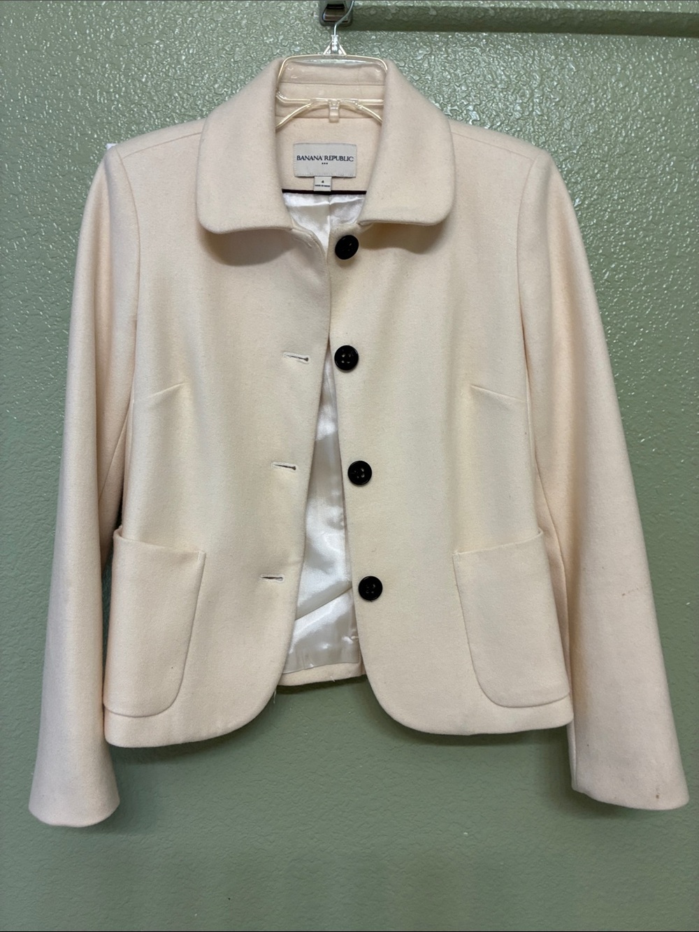 Banana Republic Pale Cream Wool-blended Collar Button Jacket